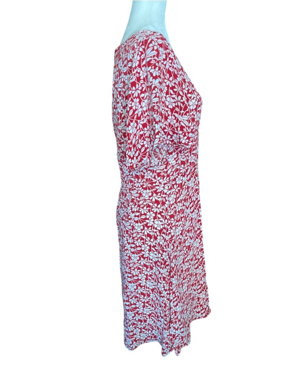 Brooks Brothers Red Fleece White Floral Flutter-Sleeve V-Neck Dress SZ 10 - Picture 2 of 10